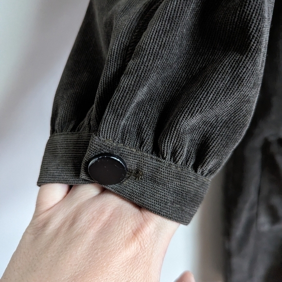 ZARA Forest Green Casual Academia Button Front Long Sleeves Mini Dress Large - Picture 6 of 14